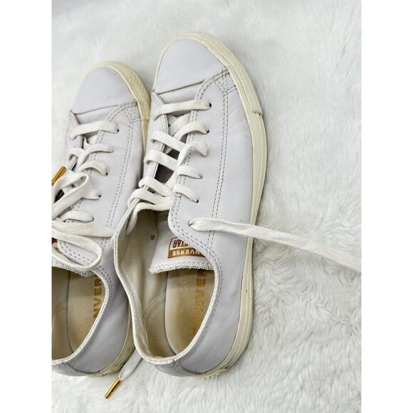 Converse Chuck Taylor All Star Dainty OFF WHITE / GOLD Leather Women 9.5 Men7.5 - Picture 7 of 10